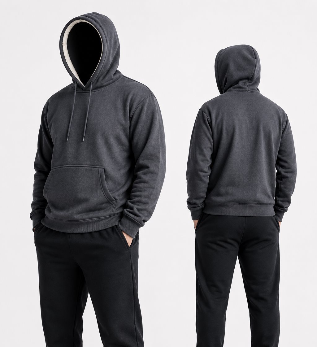 Conjunto hombre polar VANTIA en gris oscuro: polerón y buzo
