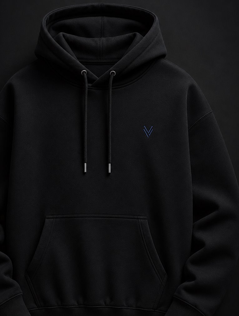 Polerón Signature oversized negro con bordado VANTIA