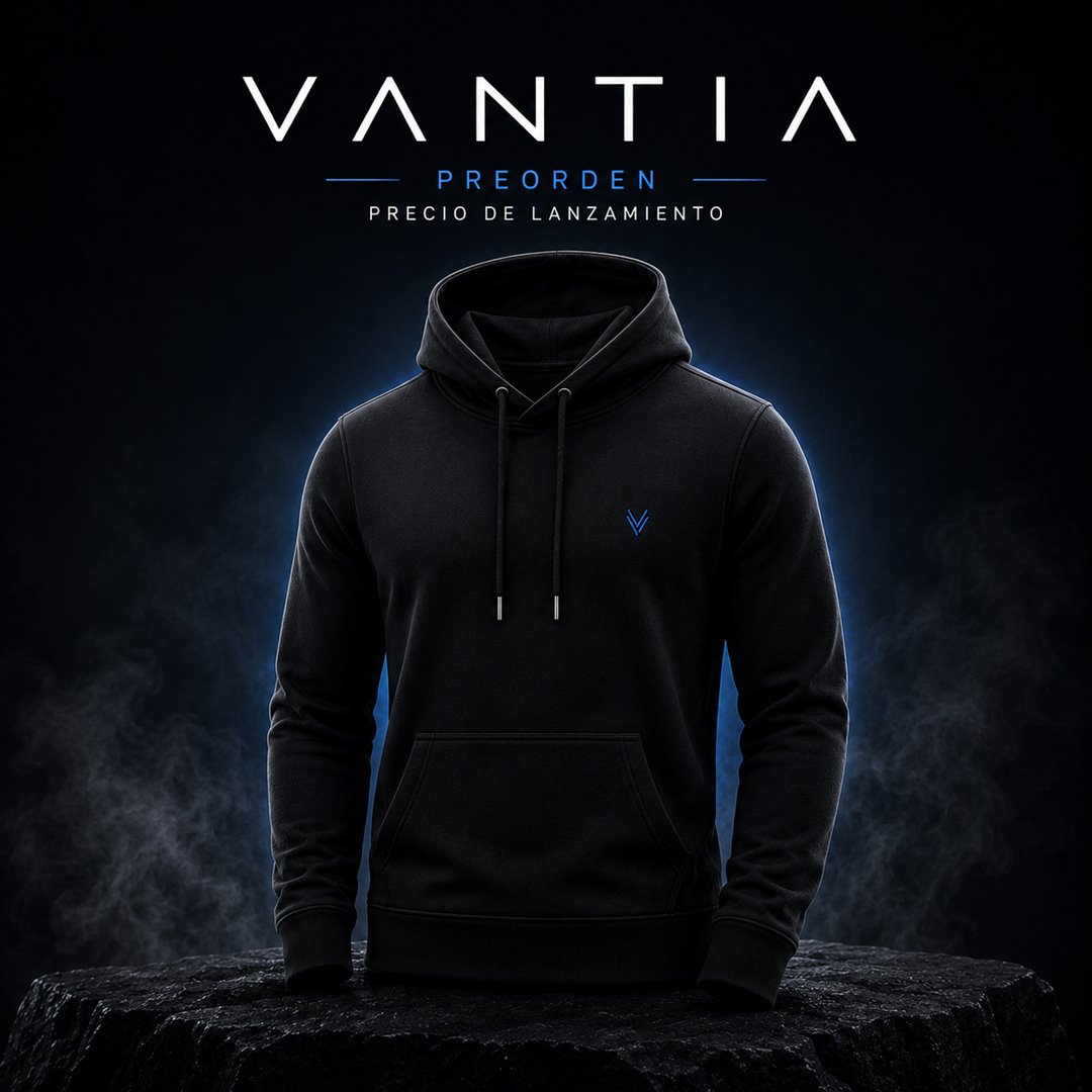 Polerón Signature VANTIA negro con bordado, preorden edición limitada