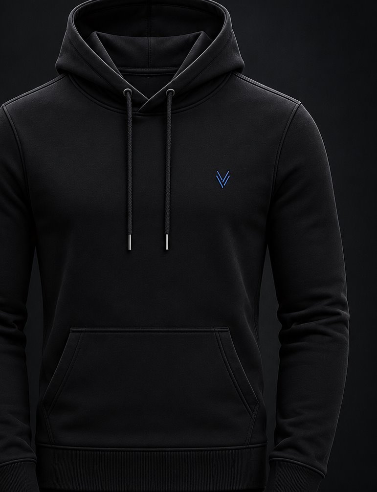 Polerón Signature slim fit negro con bordado VANTIA
